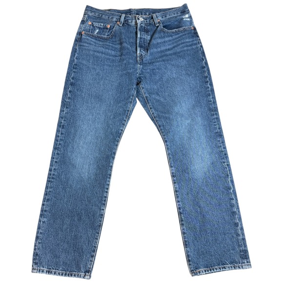 Levis Jeans Mens 30x30 Blue 501 Premium Big E Denim Straight Leg Button Fly - Picture 1 of 5